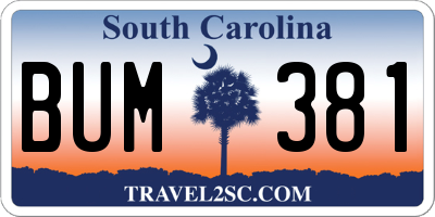 SC license plate BUM381