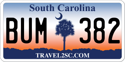 SC license plate BUM382