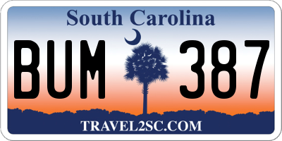 SC license plate BUM387