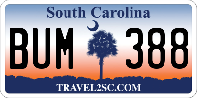 SC license plate BUM388