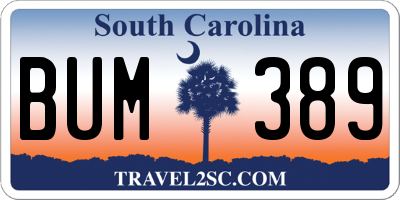 SC license plate BUM389