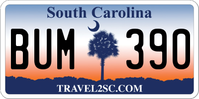 SC license plate BUM390