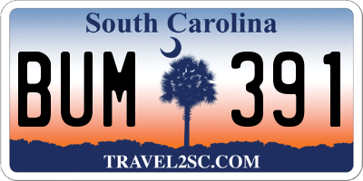 SC license plate BUM391