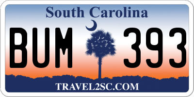 SC license plate BUM393