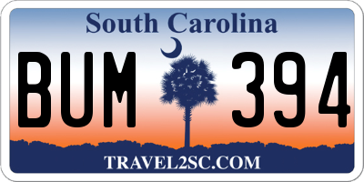SC license plate BUM394