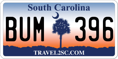 SC license plate BUM396