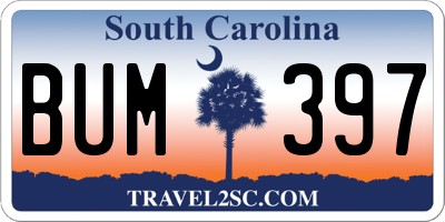 SC license plate BUM397