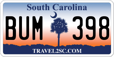 SC license plate BUM398