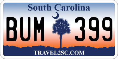 SC license plate BUM399
