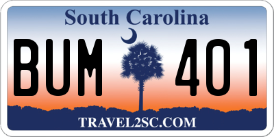 SC license plate BUM401