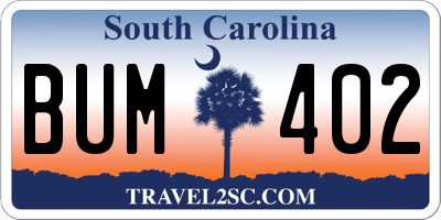 SC license plate BUM402