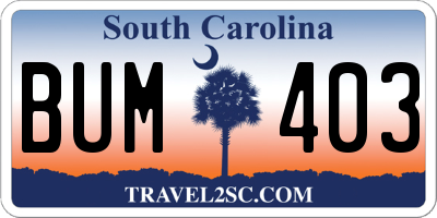 SC license plate BUM403
