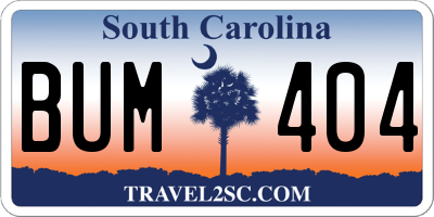 SC license plate BUM404