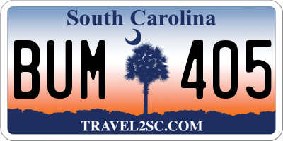 SC license plate BUM405