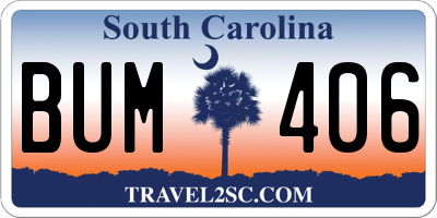 SC license plate BUM406