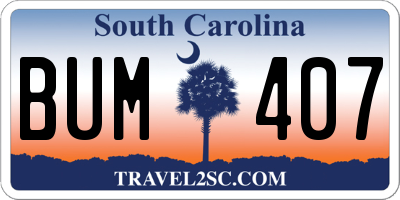 SC license plate BUM407
