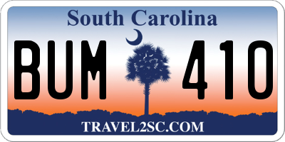 SC license plate BUM410