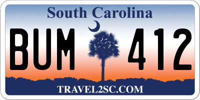 SC license plate BUM412