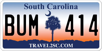 SC license plate BUM414