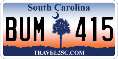 SC license plate BUM415