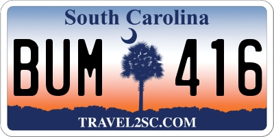 SC license plate BUM416