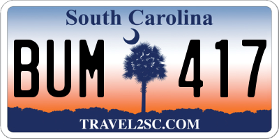 SC license plate BUM417