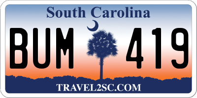 SC license plate BUM419