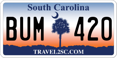 SC license plate BUM420