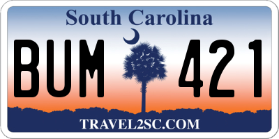 SC license plate BUM421