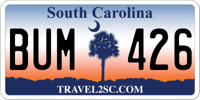 SC license plate BUM426
