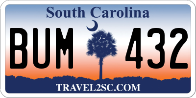 SC license plate BUM432