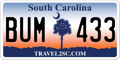 SC license plate BUM433