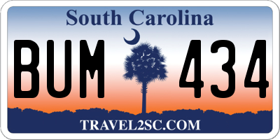 SC license plate BUM434