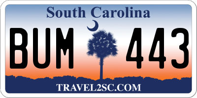 SC license plate BUM443