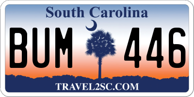 SC license plate BUM446
