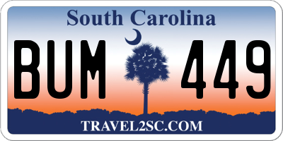 SC license plate BUM449