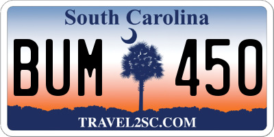 SC license plate BUM450