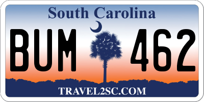 SC license plate BUM462