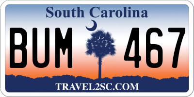 SC license plate BUM467