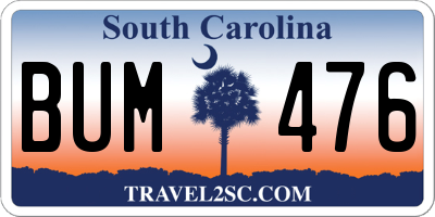 SC license plate BUM476