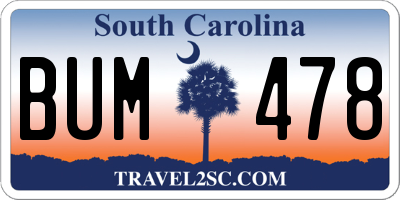 SC license plate BUM478