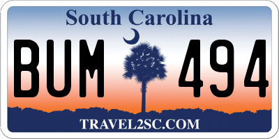 SC license plate BUM494