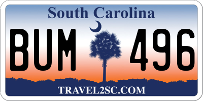 SC license plate BUM496
