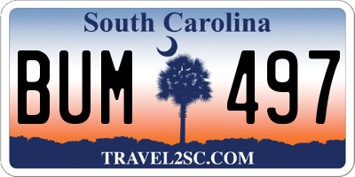 SC license plate BUM497