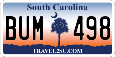 SC license plate BUM498