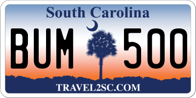 SC license plate BUM500