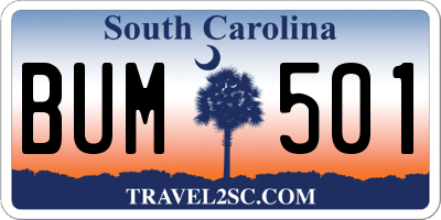 SC license plate BUM501