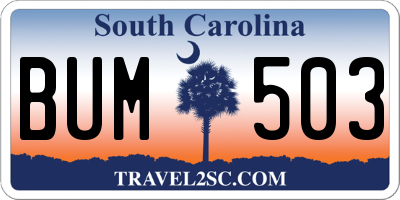 SC license plate BUM503