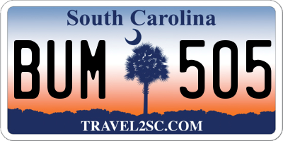 SC license plate BUM505