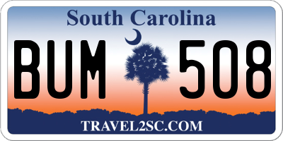 SC license plate BUM508